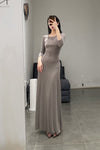 SWAYING/KNIT seamless three-quarter sleeve long skirt SW24SS2L15 gray green PS69